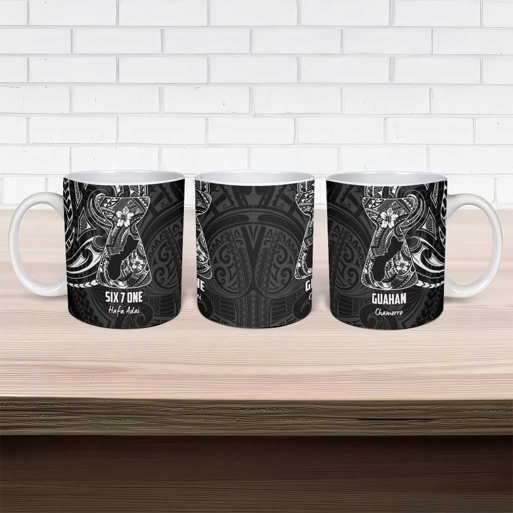 Black Guam Latte Stone Tribal Tattoo Ceramic Mug Hafa Adai Six 7 One - Polynesian Pride