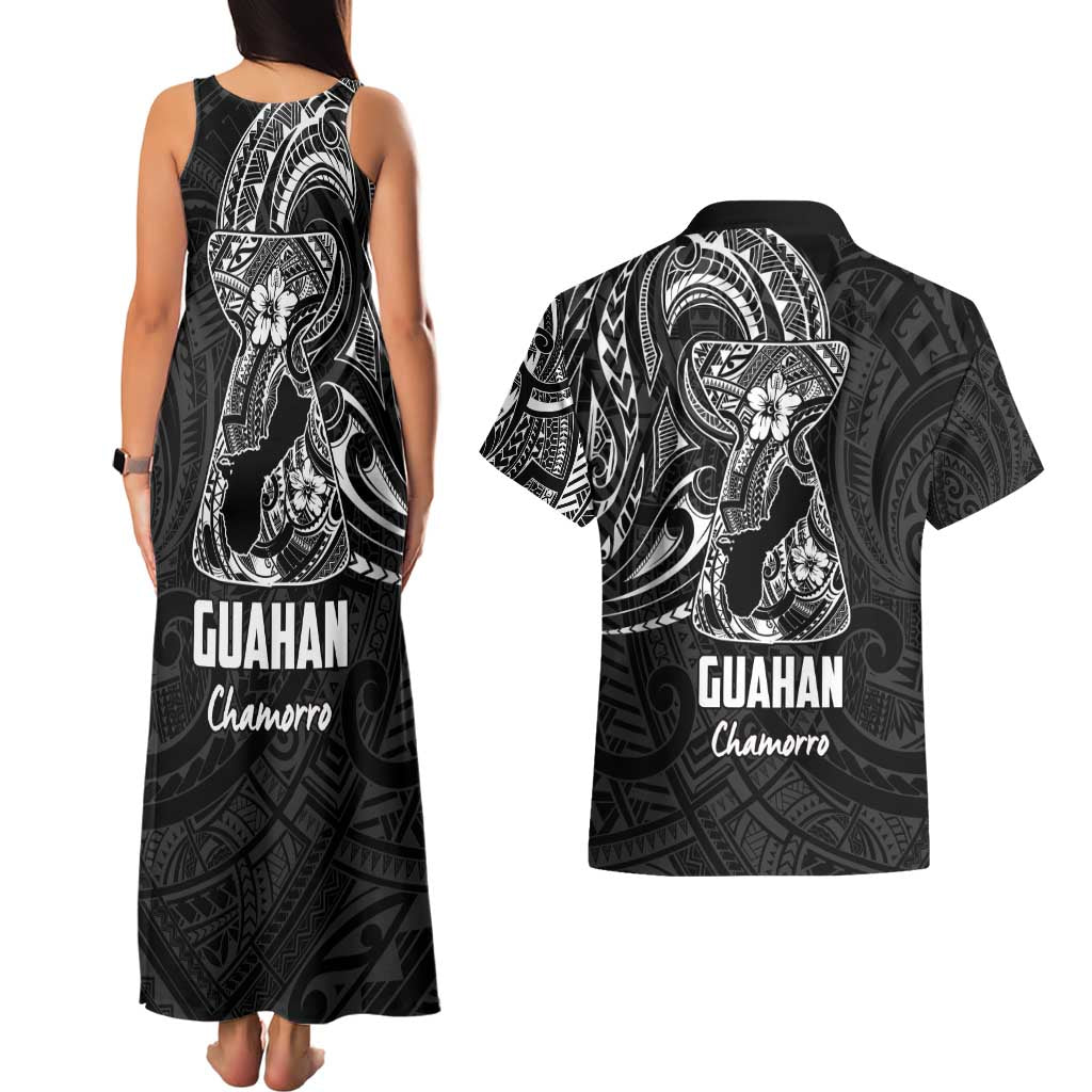 Black Guam Latte Stone Tribal Tattoo Couples Matching Tank Maxi Dress and Hawaiian Shirt Hafa Adai Six 7 One
