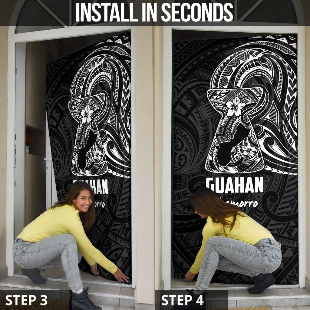 Black Guam Latte Stone Tribal Tattoo Door Cover Hafa Adai Six 7 One - Polynesian Pride