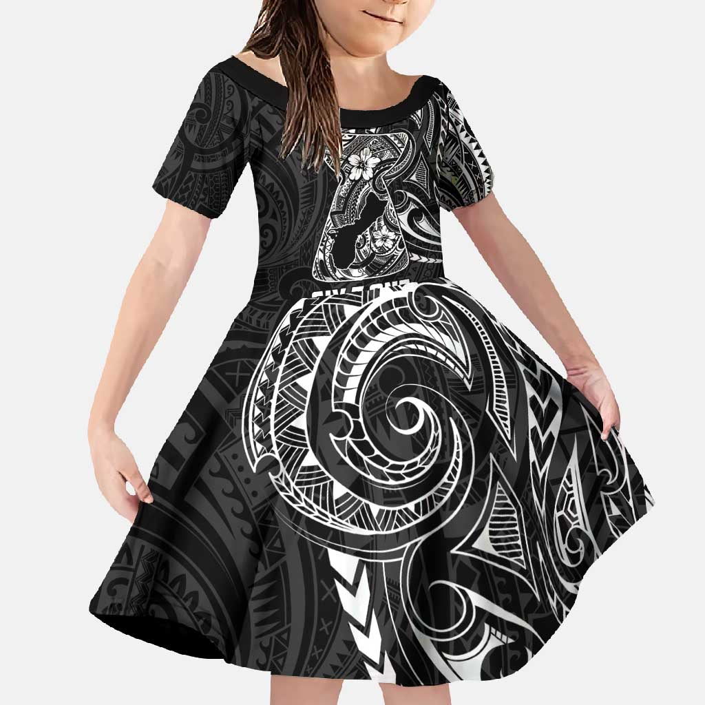 Black Guam Latte Stone Tribal Tattoo Family Matching Short Sleeve Bodycon Dress and Hawaiian Shirt Hafa Adai Six 7 One