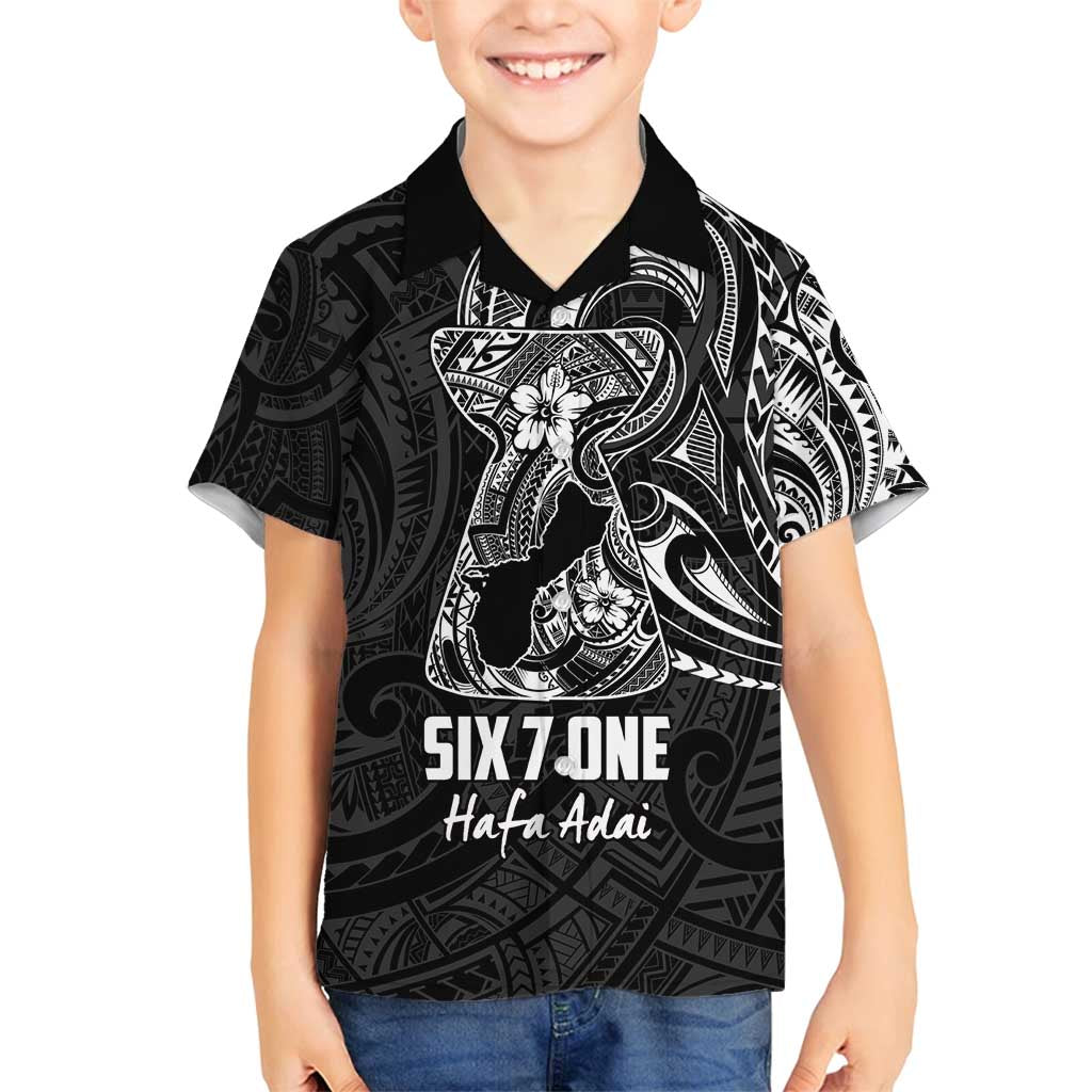 Black Guam Latte Stone Tribal Tattoo Family Matching Summer Maxi Dress and Hawaiian Shirt Hafa Adai Six 7 One