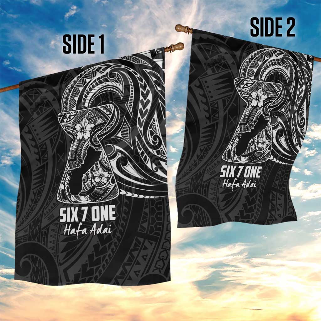 Black Guam Latte Stone Tribal Tattoo Garden Flag Hafa Adai Six 7 One