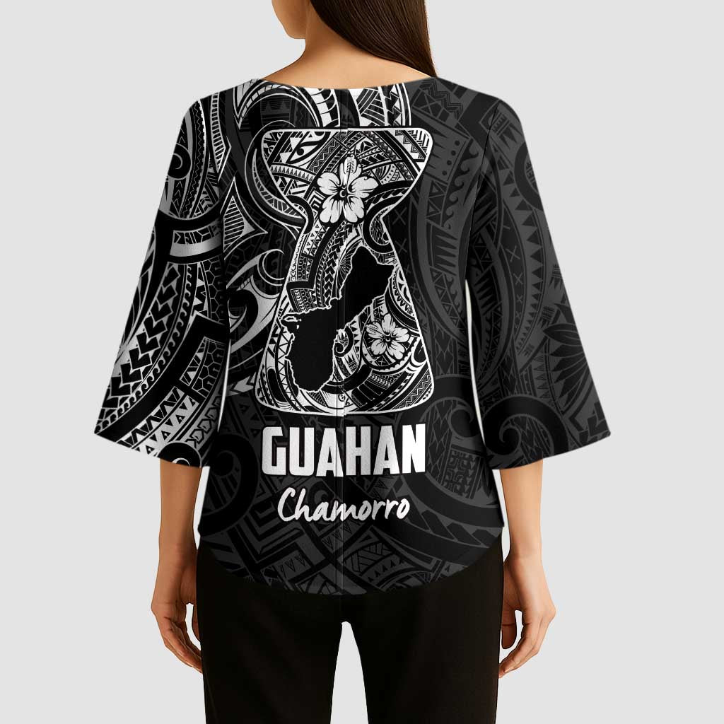 Black Guam Latte Stone Tribal Tattoo Kimono Sleeve Blouse Hafa Adai Six 7 One - Polynesian Pride