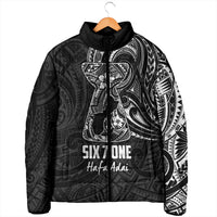 Black Guam Latte Stone Tribal Tattoo Padded Jacket Hafa Adai Six 7 One - Polynesian Pride
