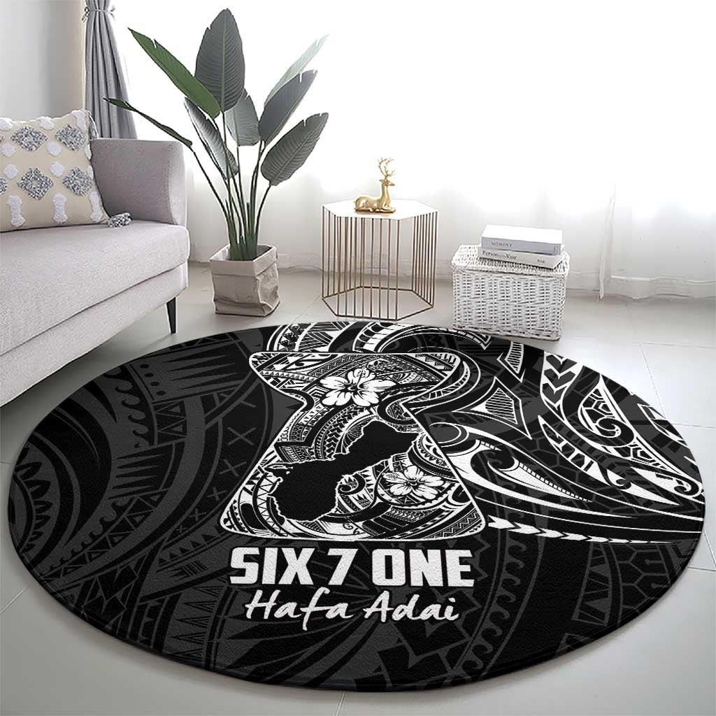 Black Guam Latte Stone Tribal Tattoo Round Carpet Hafa Adai Six 7 One