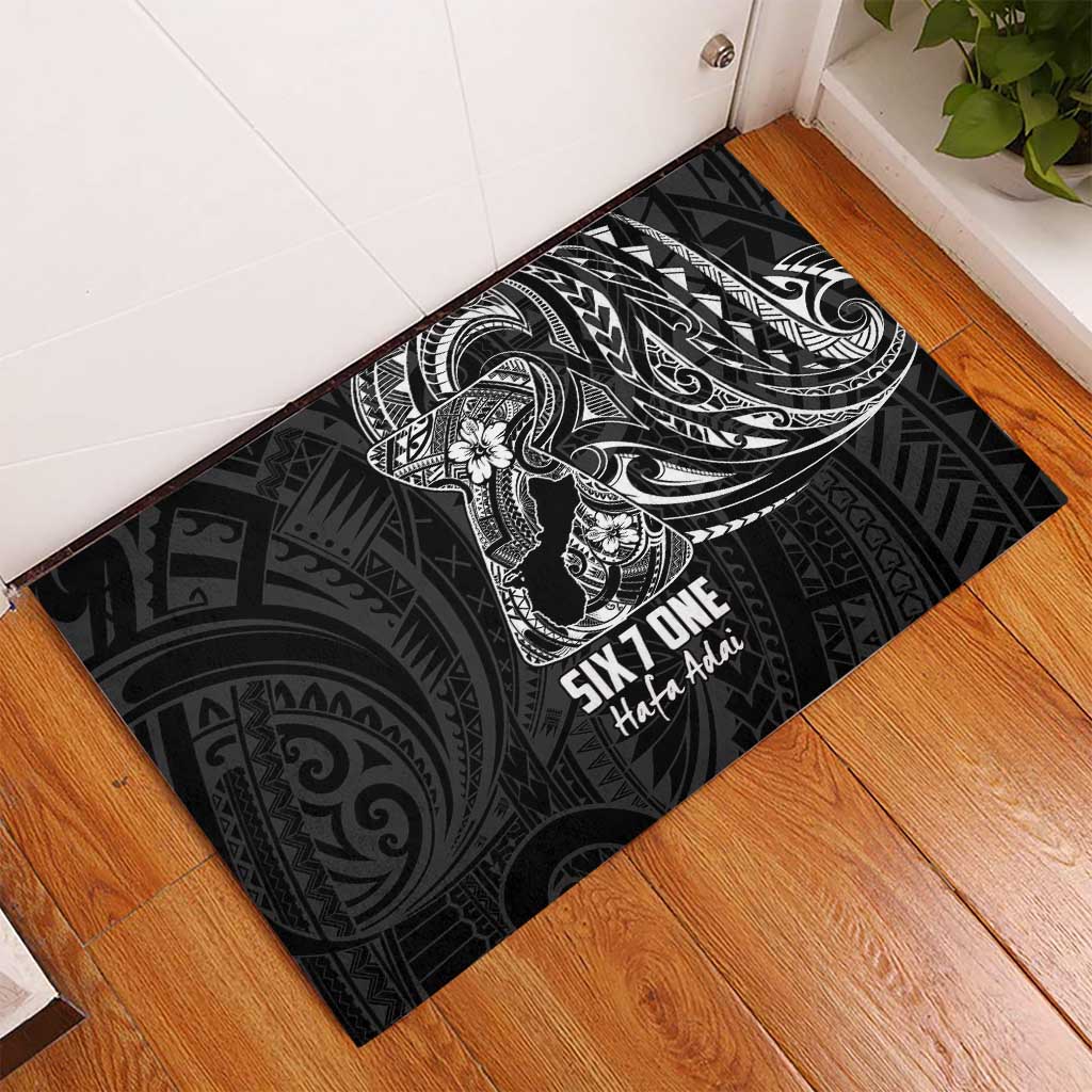 Black Guam Latte Stone Tribal Tattoo Rubber Doormat Hafa Adai Six 7 One