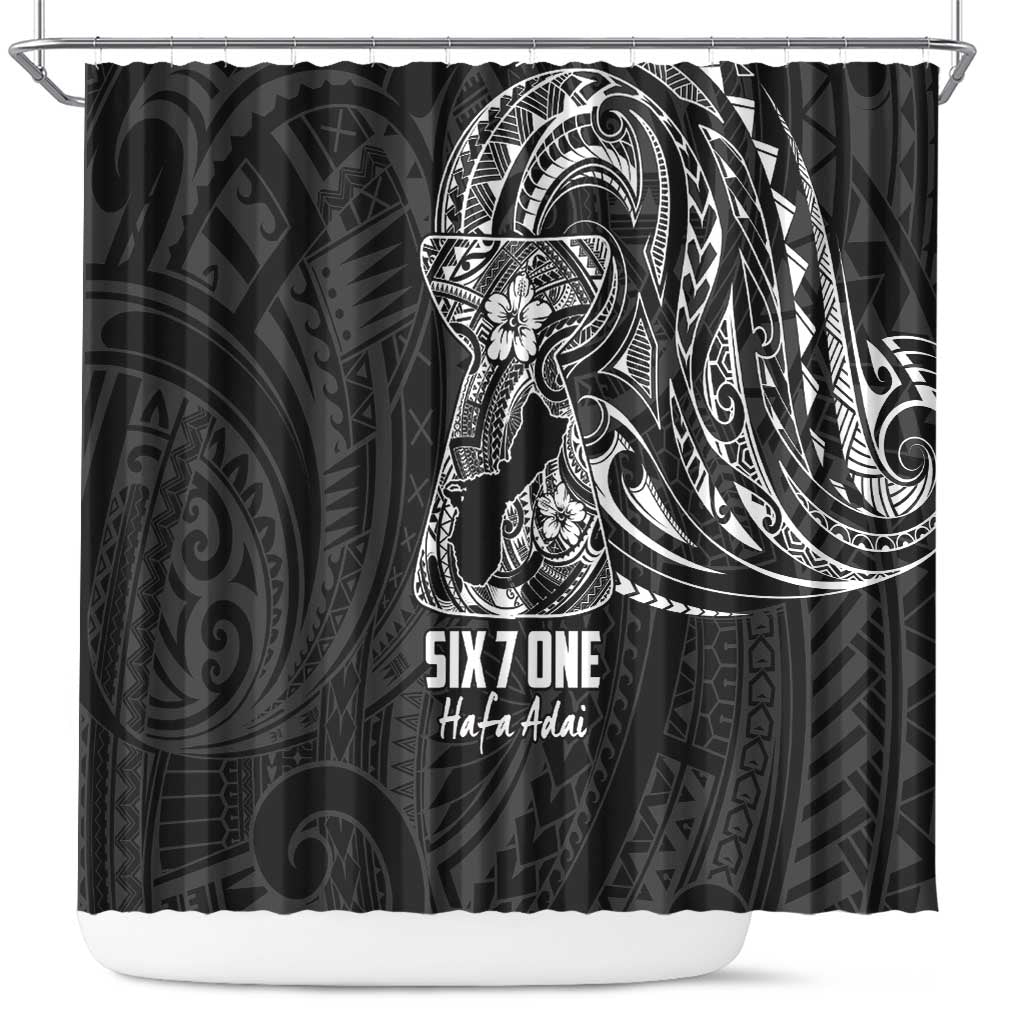 Black Guam Latte Stone Tribal Tattoo Shower Curtain Hafa Adai Six 7 One