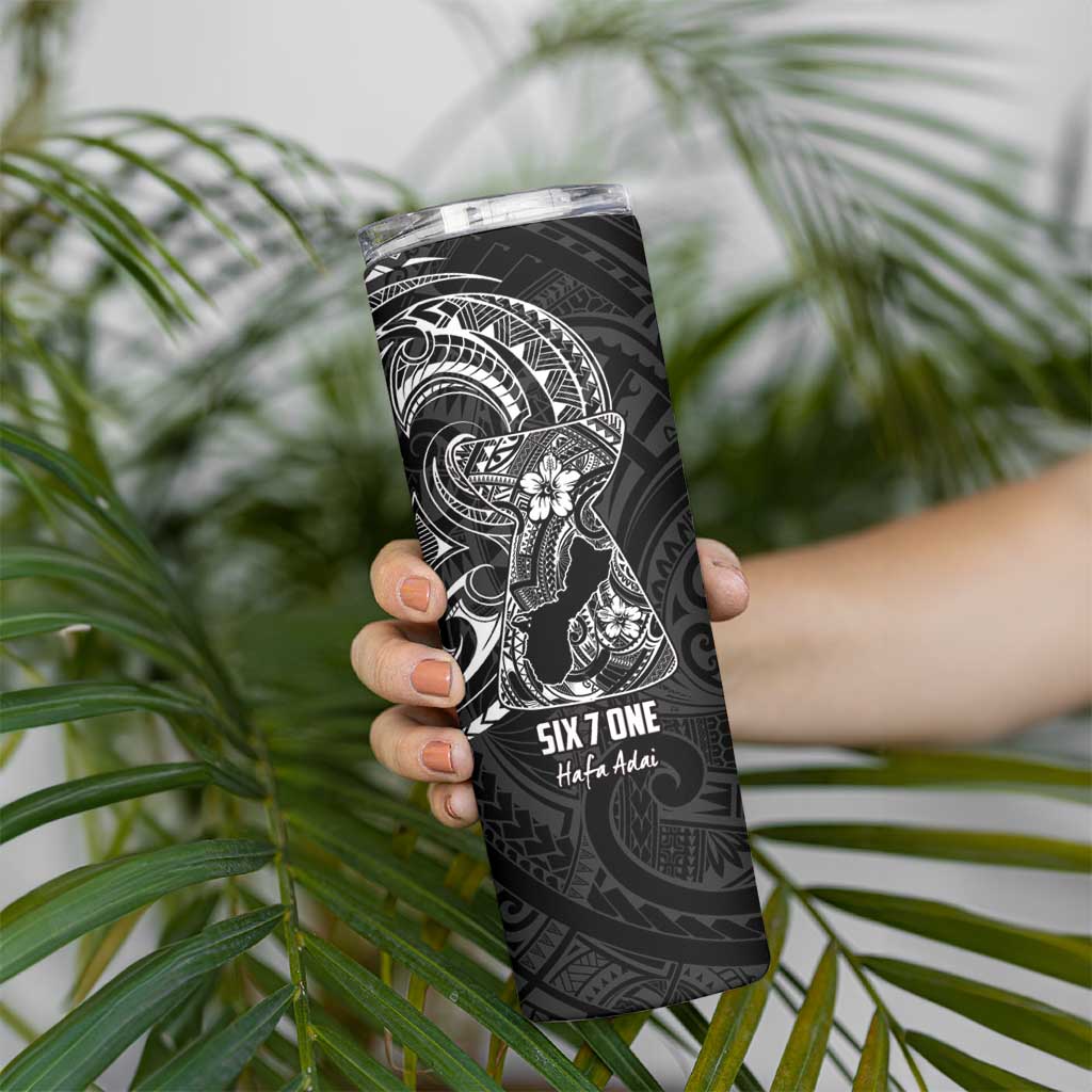 Black Guam Latte Stone Tribal Tattoo Skinny Tumbler Hafa Adai Six 7 One