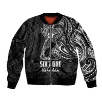 Black Guam Latte Stone Tribal Tattoo Sleeve Zip Bomber Jacket Hafa Adai Six 7 One