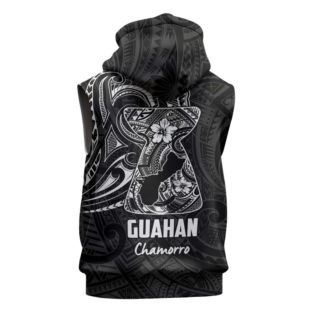 Black Guam Latte Stone Tribal Tattoo Sleeveless Zip Hoodie Hafa Adai Six 7 One - Polynesian Pride