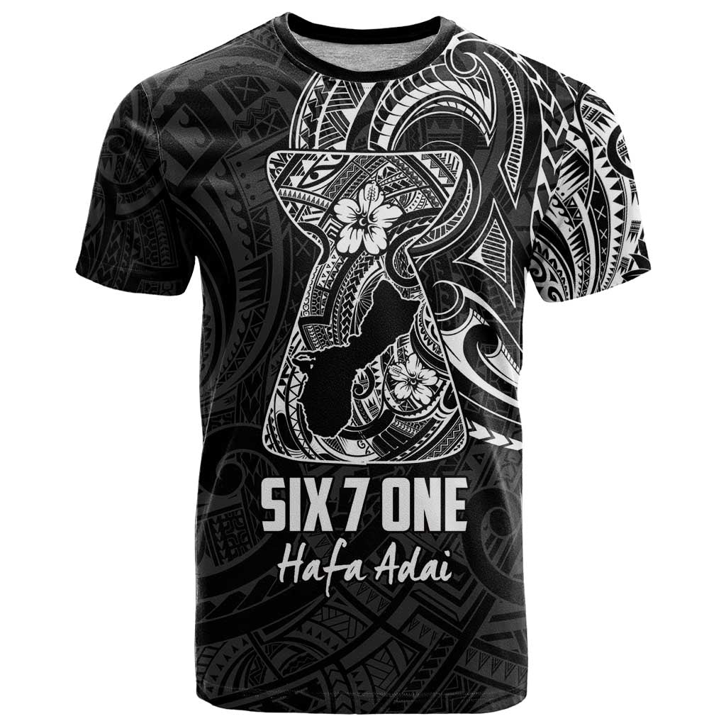 Black Guam Latte Stone Tribal Tattoo T Shirt Hafa Adai Six 7 One