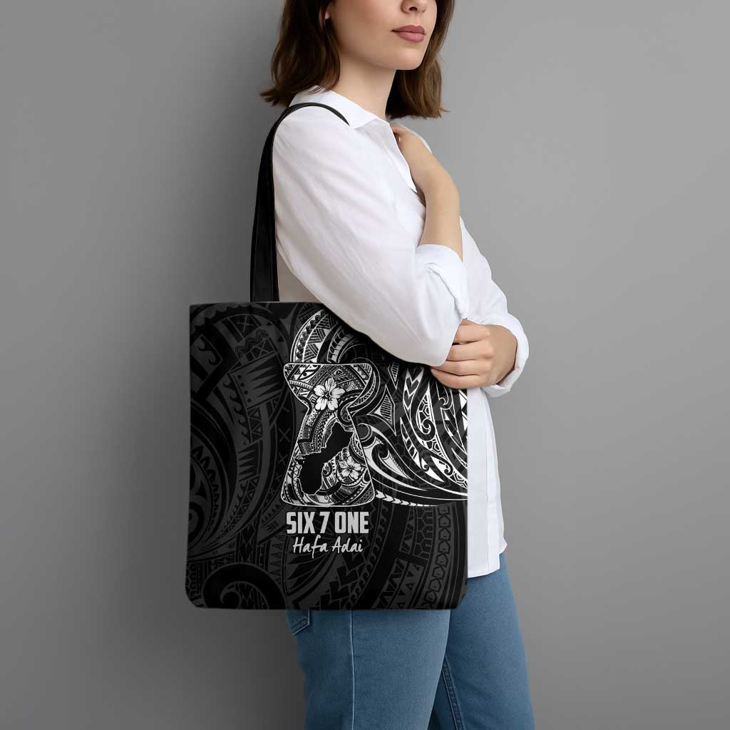 Black Guam Latte Stone Tribal Tattoo Tote Bag Hafa Adai Six 7 One - Polynesian Pride