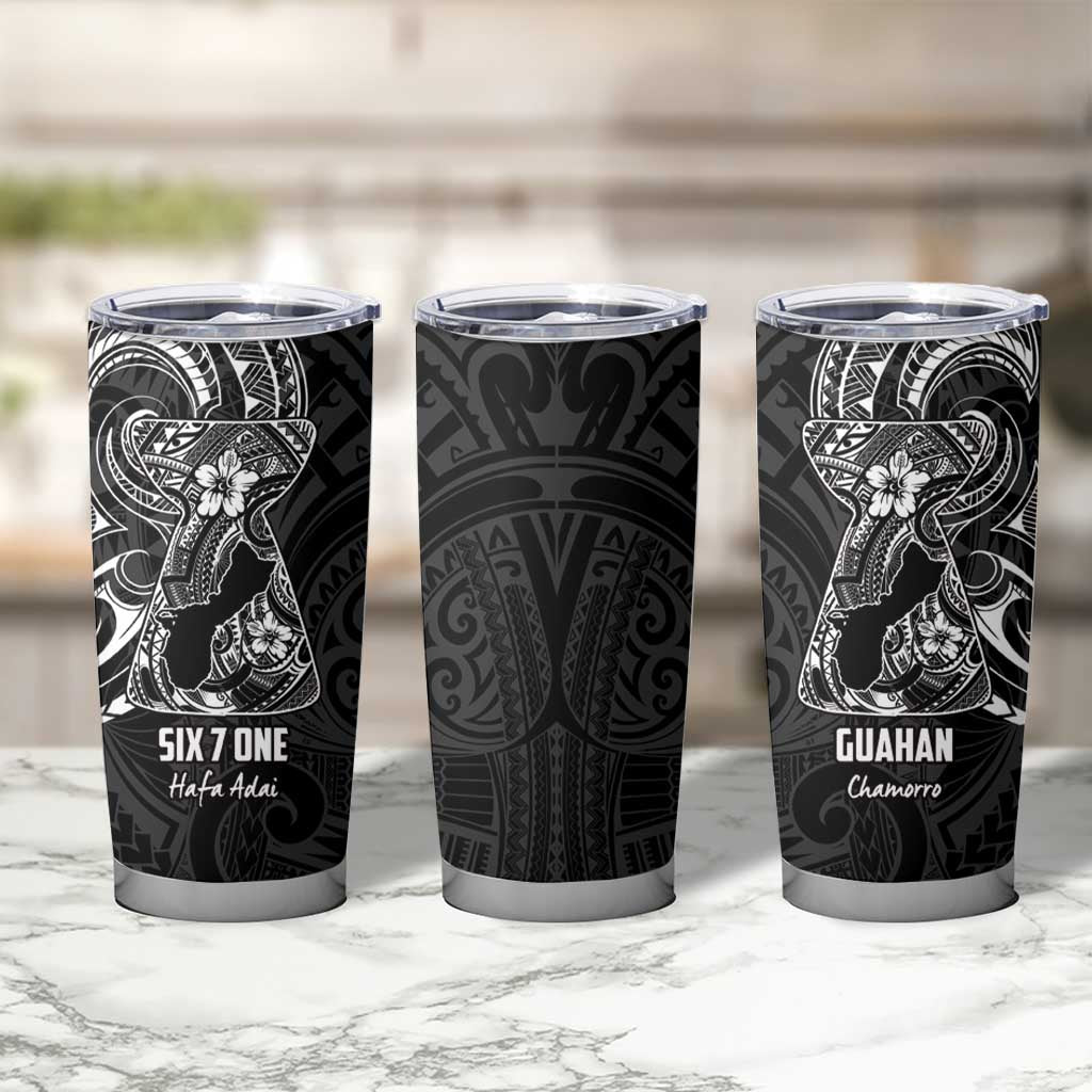 Black Guam Latte Stone Tribal Tattoo Tumbler Cup Hafa Adai Six 7 One