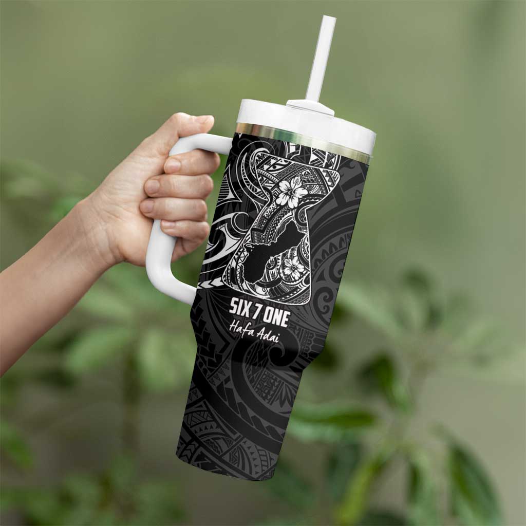 Black Guam Latte Stone Tribal Tattoo Tumbler With Handle Hafa Adai Six 7 One