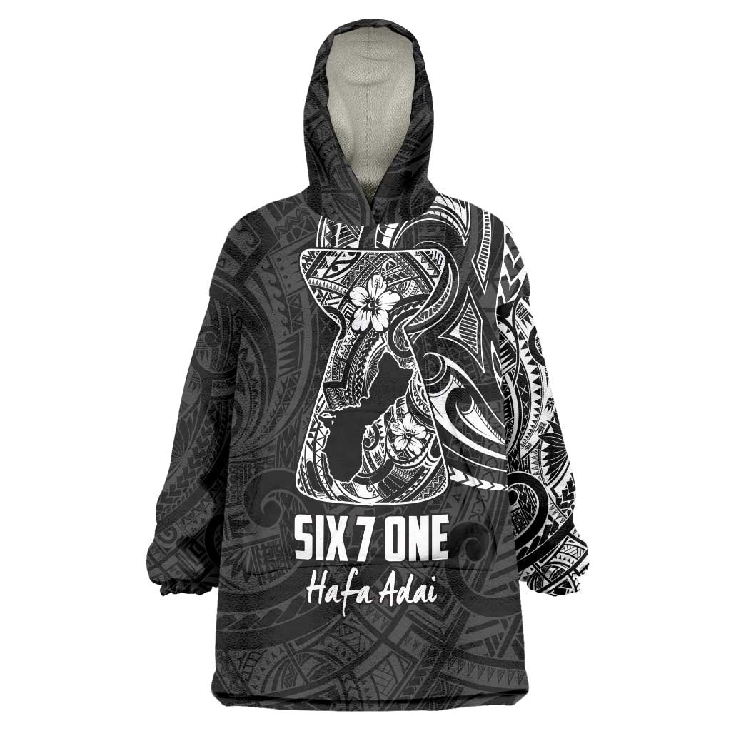 Black Guam Latte Stone Tribal Tattoo Wearable Blanket Hoodie Hafa Adai Six 7 One