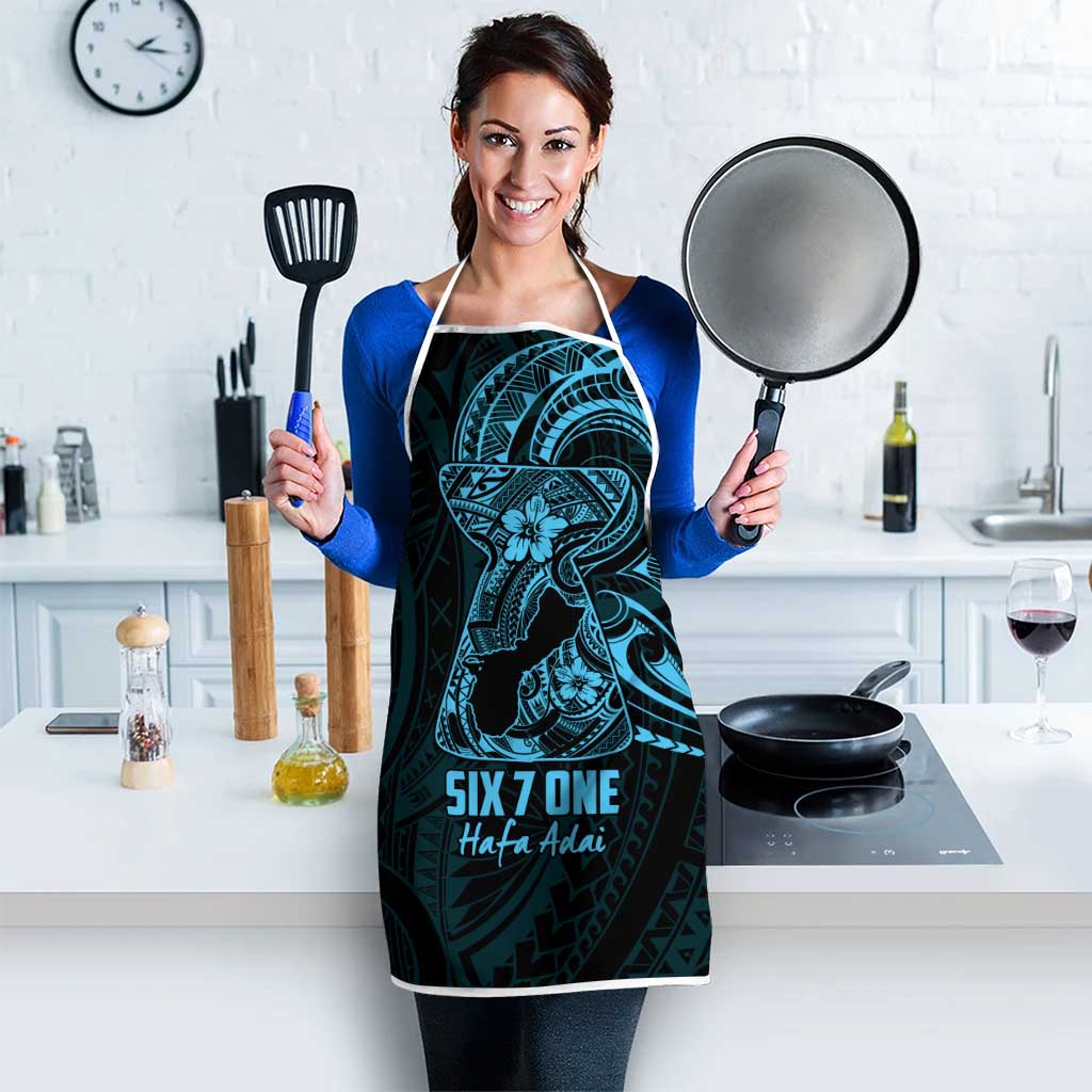 Blue Guam Latte Stone Tribal Tattoo Apron Hafa Adai Six 7 One - Polynesian Pride