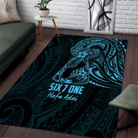 Blue Guam Latte Stone Tribal Tattoo Area Rug Hafa Adai Six 7 One