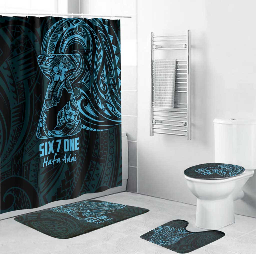 Blue Guam Latte Stone Tribal Tattoo Bathroom Set Hafa Adai Six 7 One - Polynesian Pride