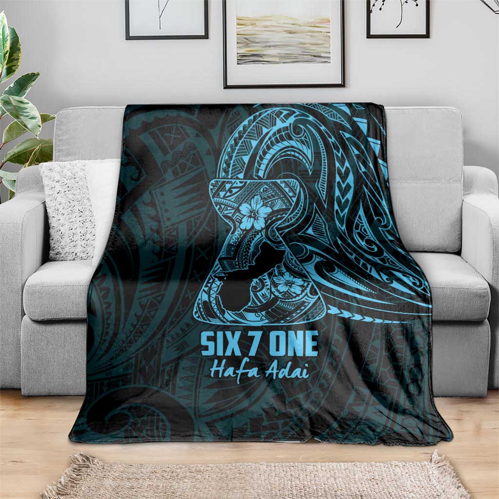 Blue Guam Latte Stone Tribal Tattoo Blanket Hafa Adai Six 7 One