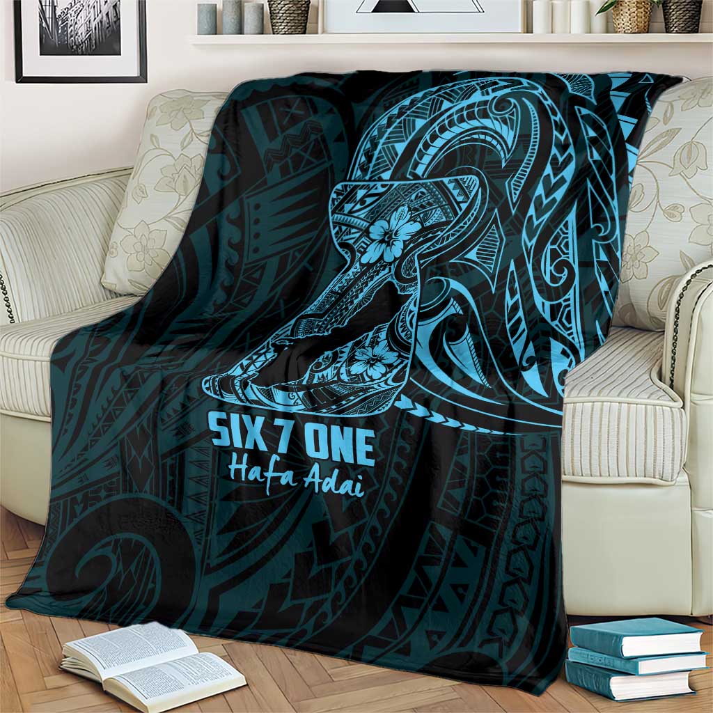 Blue Guam Latte Stone Tribal Tattoo Blanket Hafa Adai Six 7 One