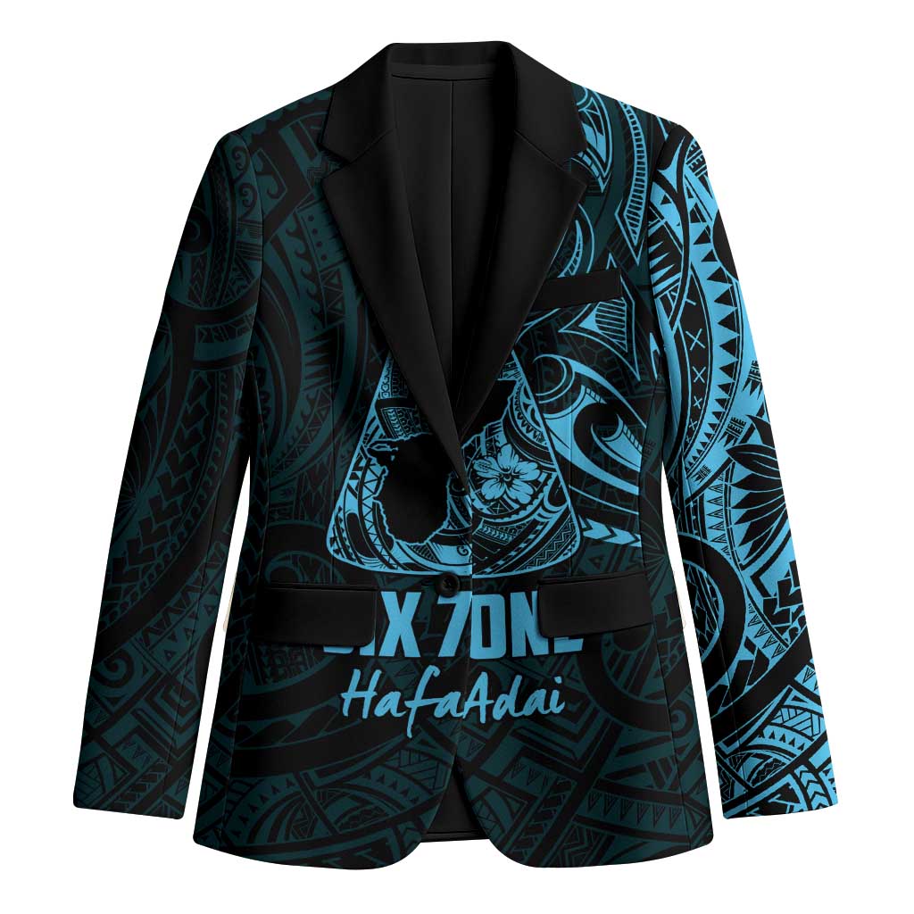 Blue Guam Latte Stone Tribal Tattoo Blazer Hafa Adai Six 7 One - Polynesian Pride
