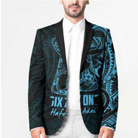 Blue Guam Latte Stone Tribal Tattoo Blazer Hafa Adai Six 7 One - Polynesian Pride