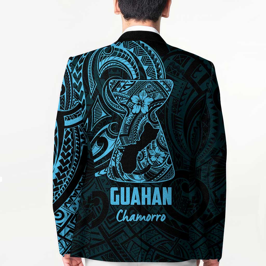 Blue Guam Latte Stone Tribal Tattoo Blazer Hafa Adai Six 7 One - Polynesian Pride