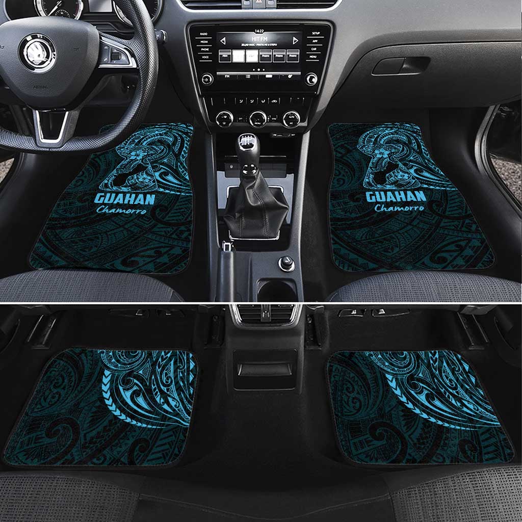 Blue Guam Latte Stone Tribal Tattoo Car Mats Hafa Adai Six 7 One