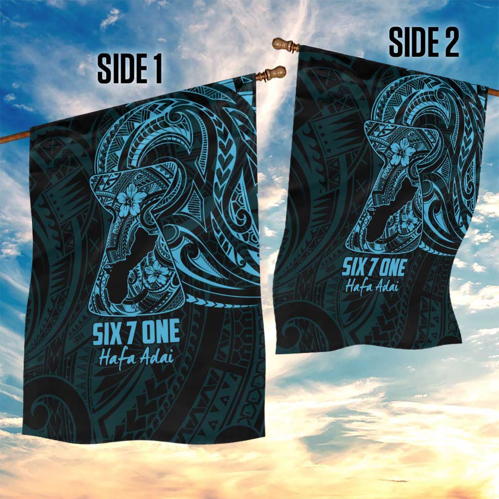 Blue Guam Latte Stone Tribal Tattoo Garden Flag Hafa Adai Six 7 One