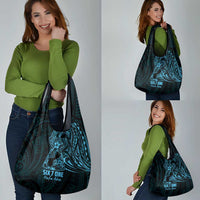Blue Guam Latte Stone Tribal Tattoo Grocery Bag Hafa Adai Six 7 One