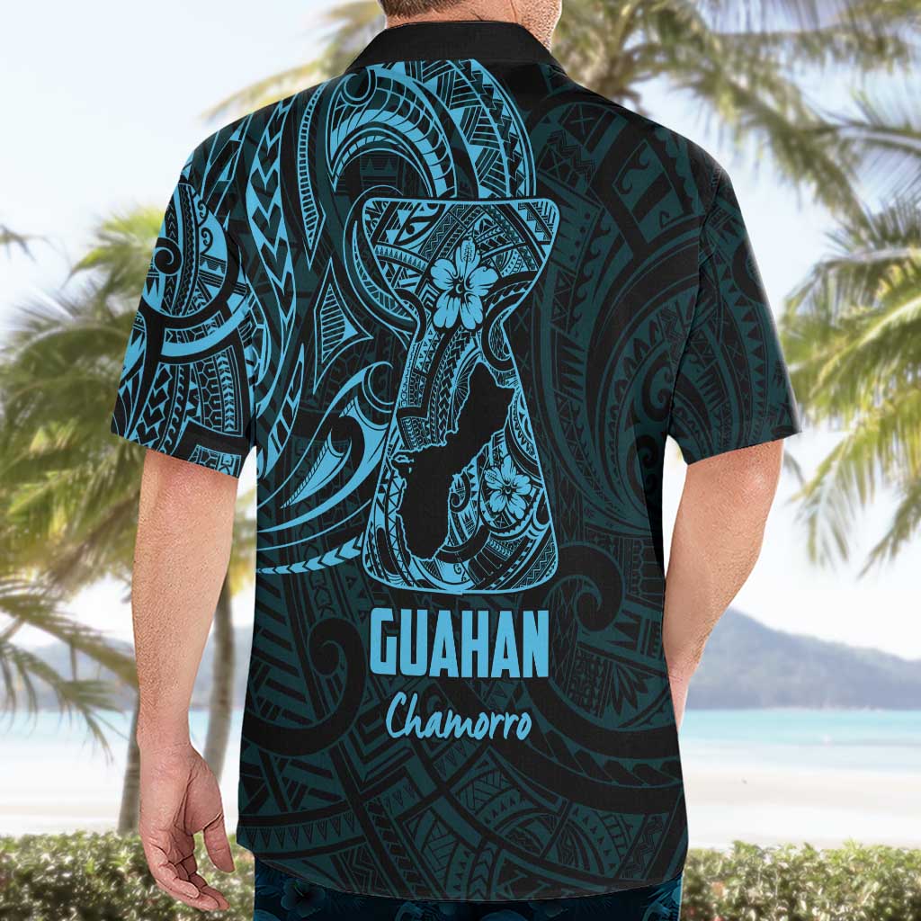 Blue Guam Latte Stone Tribal Tattoo Hawaiian Shirt Hafa Adai Six 7 One