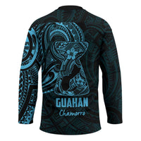 Blue Guam Latte Stone Tribal Tattoo Hockey Jersey Hafa Adai Six 7 One - Polynesian Pride