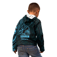 Blue Guam Latte Stone Tribal Tattoo Kid Hoodie Hafa Adai Six 7 One