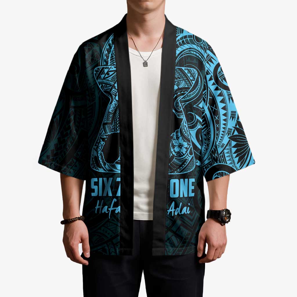 Blue Guam Latte Stone Tribal Tattoo Kimono Hafa Adai Six 7 One - Polynesian Pride