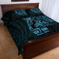 Blue Guam Latte Stone Tribal Tattoo Quilt Bed Set Hafa Adai Six 7 One