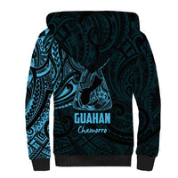 Blue Guam Latte Stone Tribal Tattoo Sherpa Hoodie Hafa Adai Six 7 One