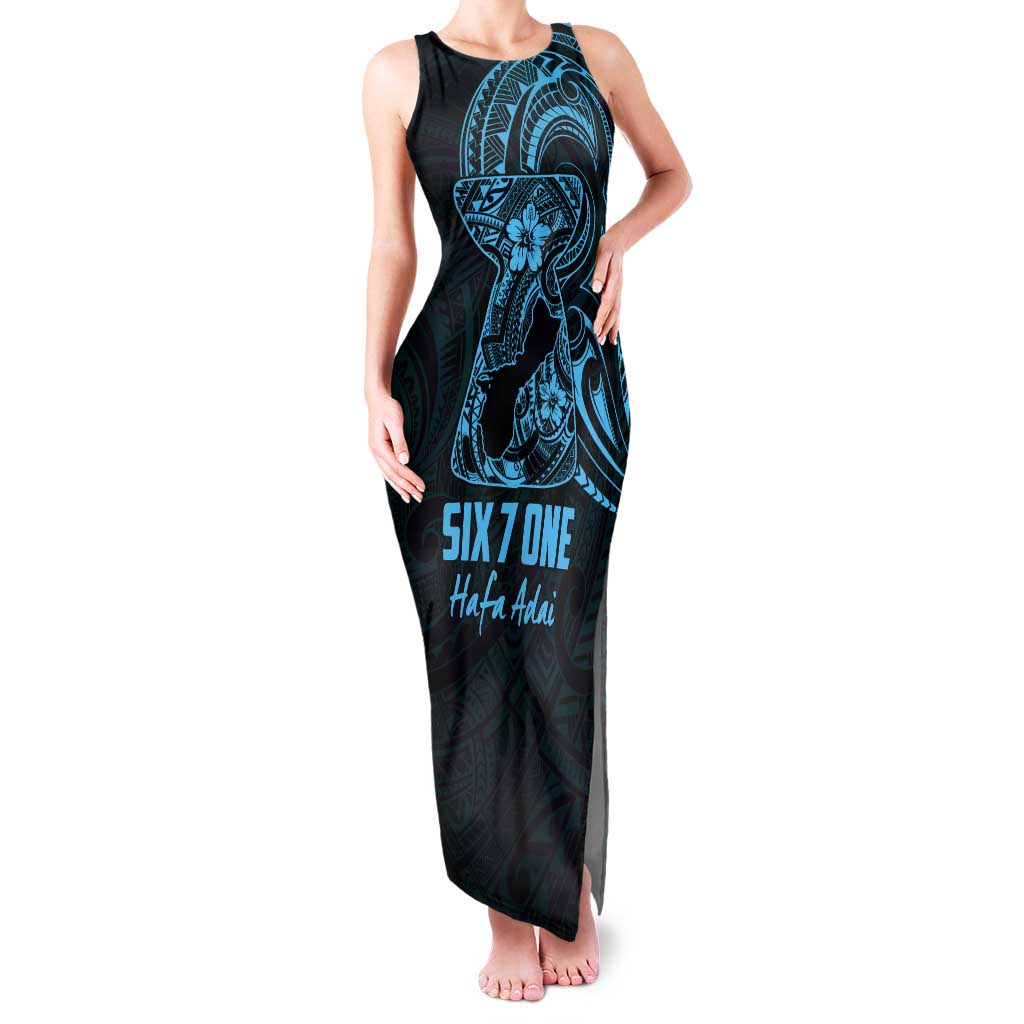 Blue Guam Latte Stone Tribal Tattoo Tank Maxi Dress Hafa Adai Six 7 One