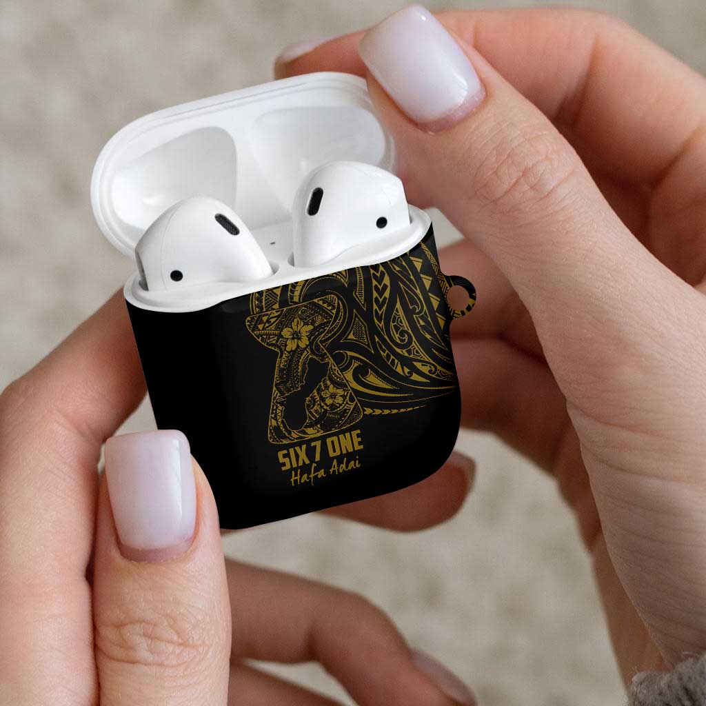 Gold Guam Latte Stone Tribal Tattoo AirPods Case Hafa Adai Six 7 One - Polynesian Pride
