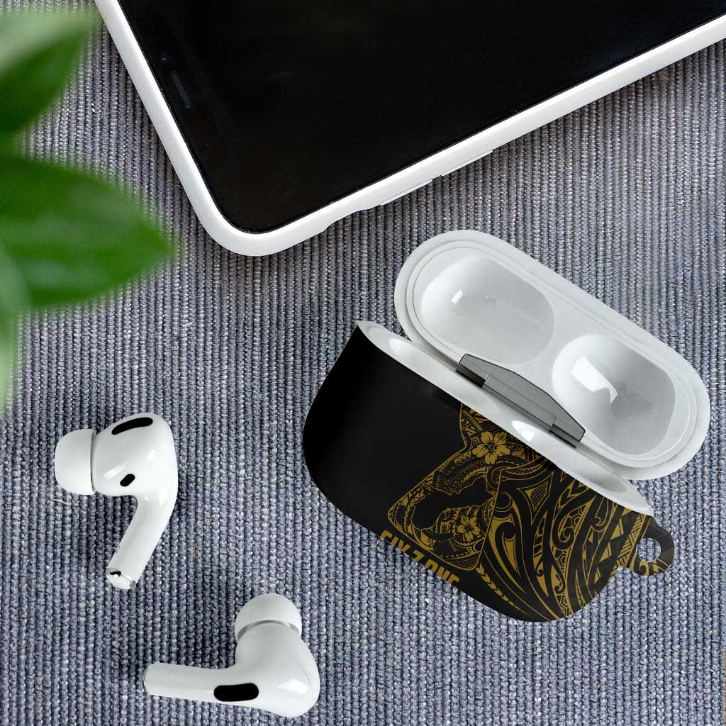 Gold Guam Latte Stone Tribal Tattoo AirPods Case Hafa Adai Six 7 One - Polynesian Pride