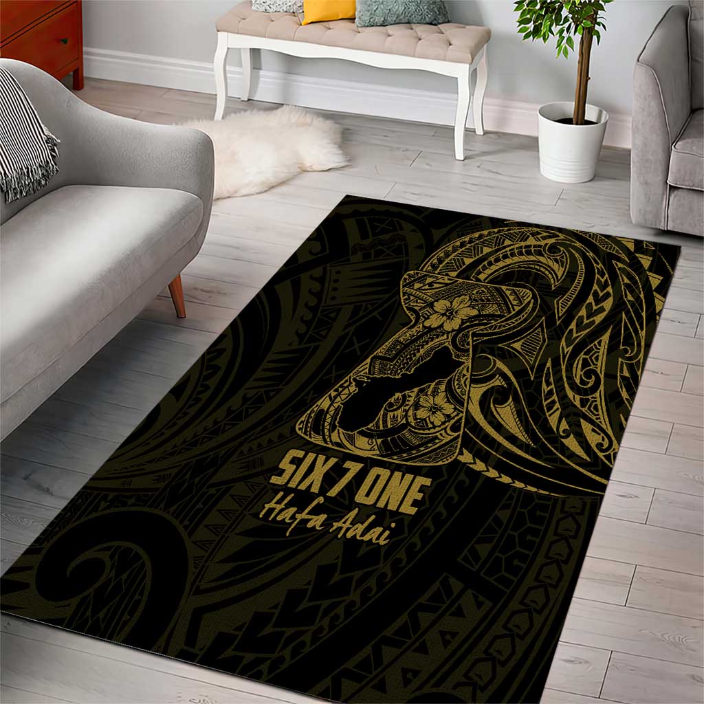 Gold Guam Latte Stone Tribal Tattoo Area Rug Hafa Adai Six 7 One