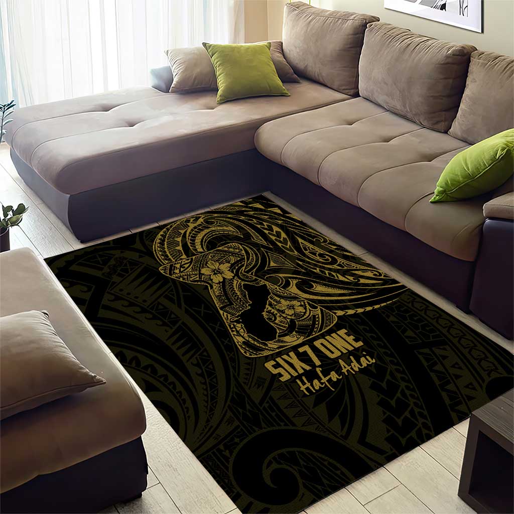 Gold Guam Latte Stone Tribal Tattoo Area Rug Hafa Adai Six 7 One