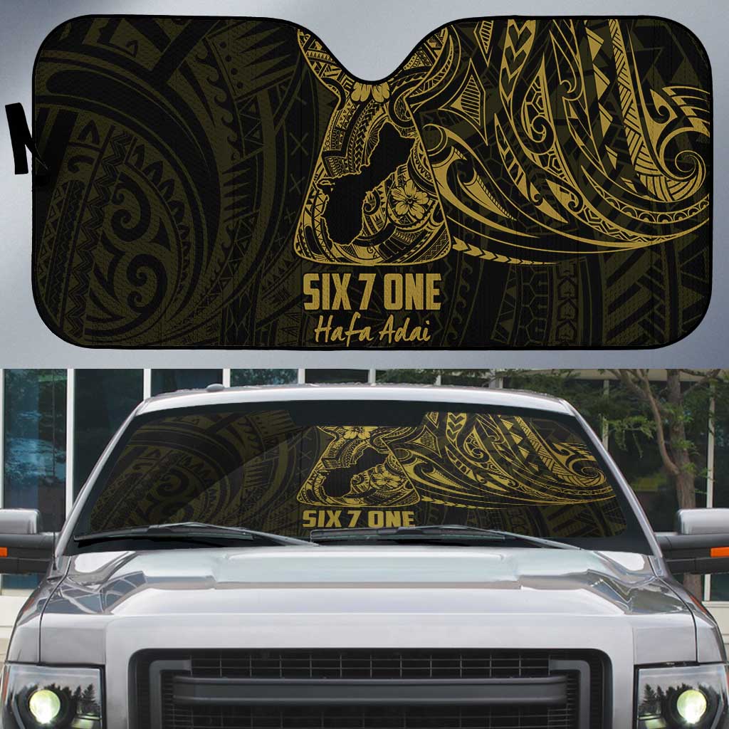 Gold Guam Latte Stone Tribal Tattoo Auto Sun Shade Hafa Adai Six 7 One - Polynesian Pride