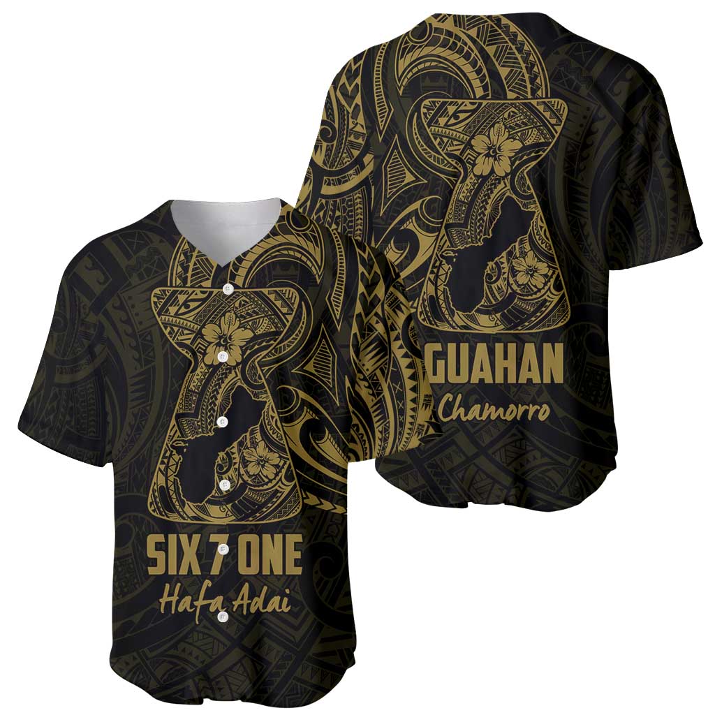 Gold Guam Latte Stone Tribal Tattoo Baseball Jersey Hafa Adai Six 7 One