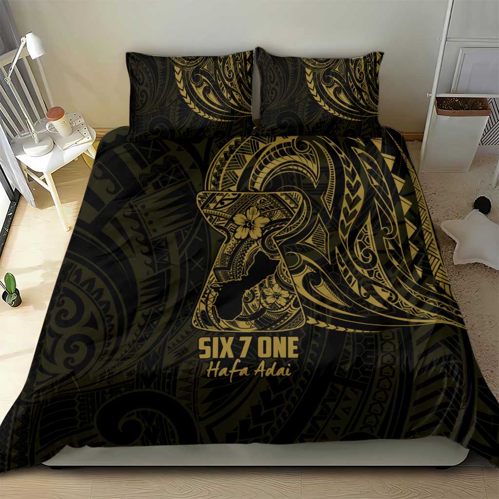 Gold Guam Latte Stone Tribal Tattoo Bedding Set Hafa Adai Six 7 One