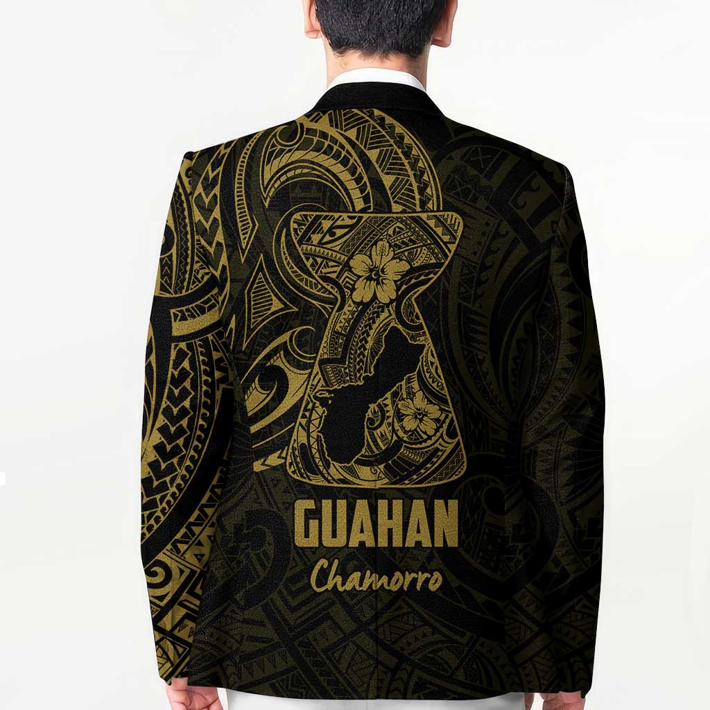 Gold Guam Latte Stone Tribal Tattoo Blazer Hafa Adai Six 7 One - Polynesian Pride