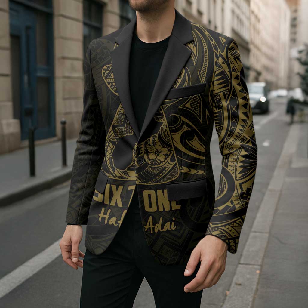 Gold Guam Latte Stone Tribal Tattoo Blazer Hafa Adai Six 7 One - Polynesian Pride
