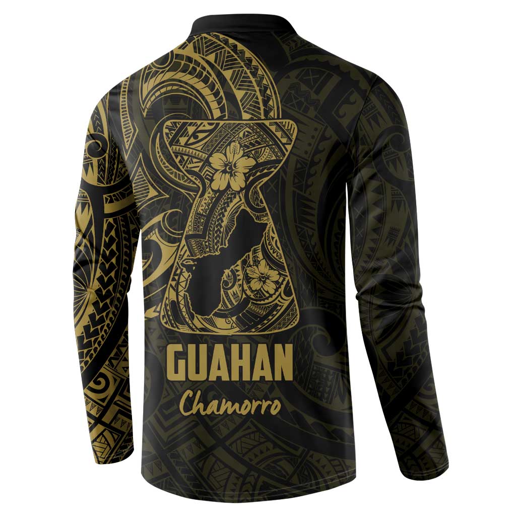 Gold Guam Latte Stone Tribal Tattoo Button Sweatshirt Hafa Adai Six 7 One