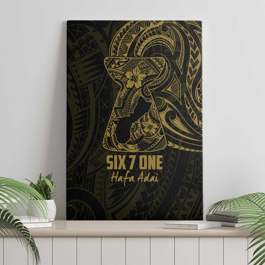 Gold Guam Latte Stone Tribal Tattoo Canvas Wall Art Hafa Adai Six 7 One