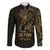 Gold Guam Latte Stone Tribal Tattoo Family Matching Long Sleeve Bodycon Dress and Hawaiian Shirt Hafa Adai Six 7 One