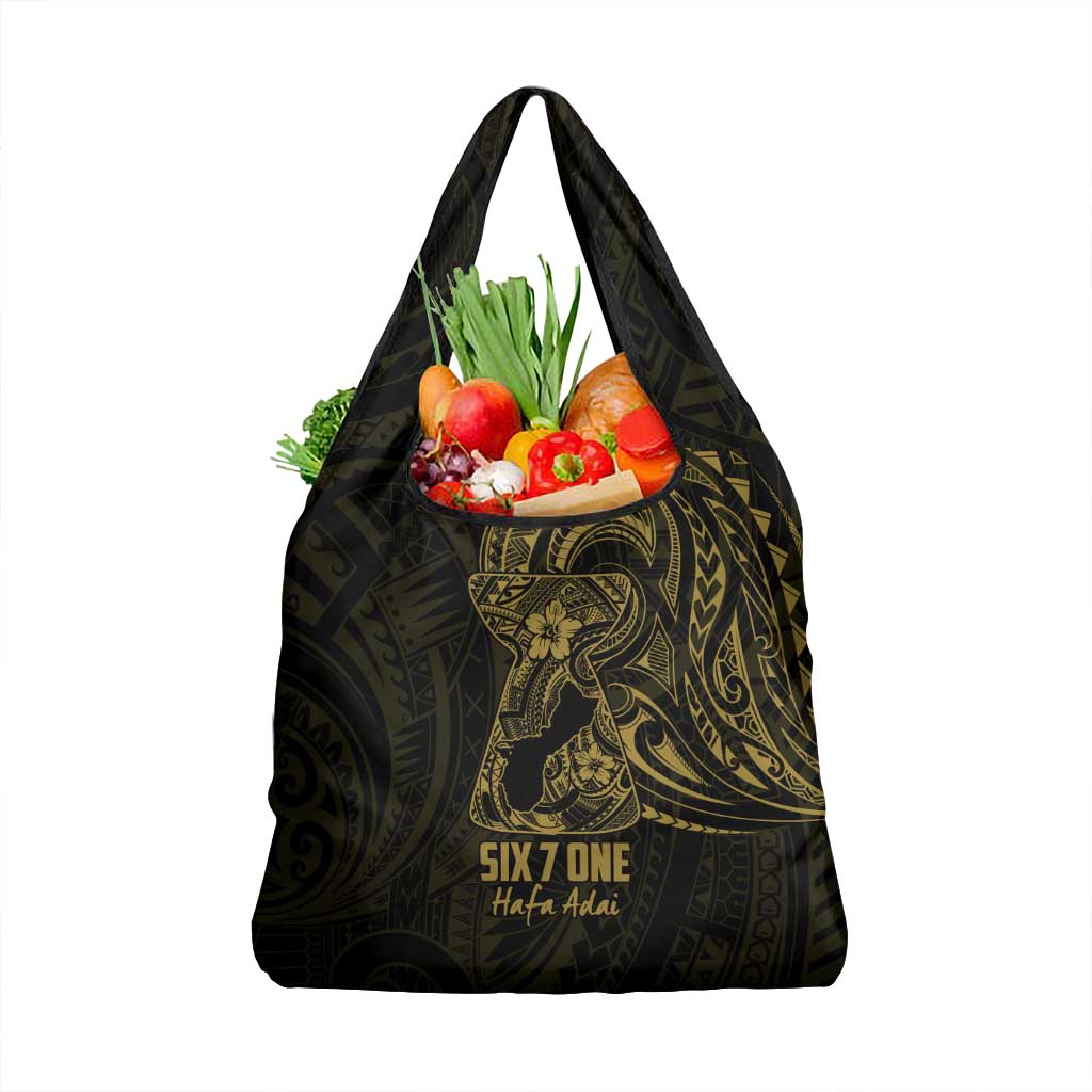 Gold Guam Latte Stone Tribal Tattoo Grocery Bag Hafa Adai Six 7 One